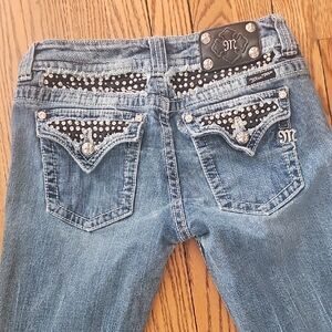 Miss Me Blue Flare Jeans with Subtle Whiskering